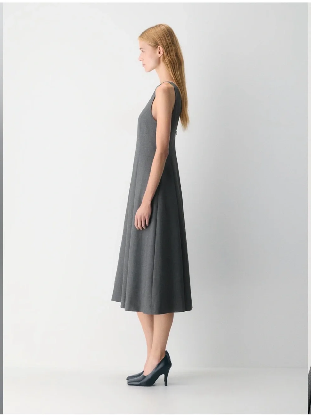 Babaton Gardenia Heather Charcoal Sleeveless Boatneck Midi Dress 10 - Picture 3 of 15